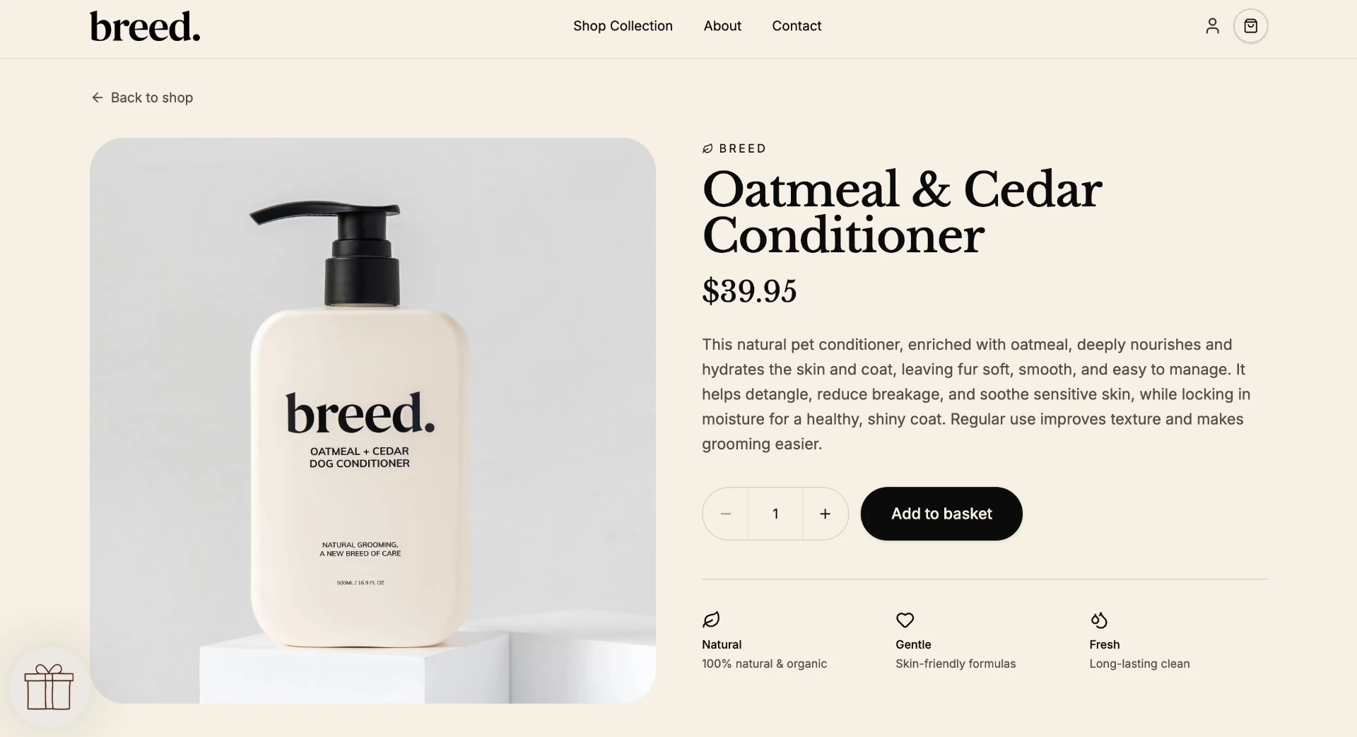 Breed Shopify product page — Oatmeal & Cedar Conditioner