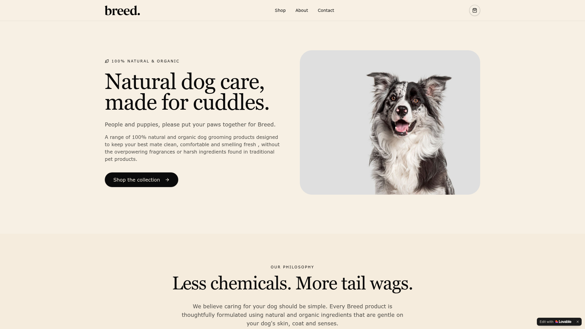 Breed Shopify storefront — homepage design